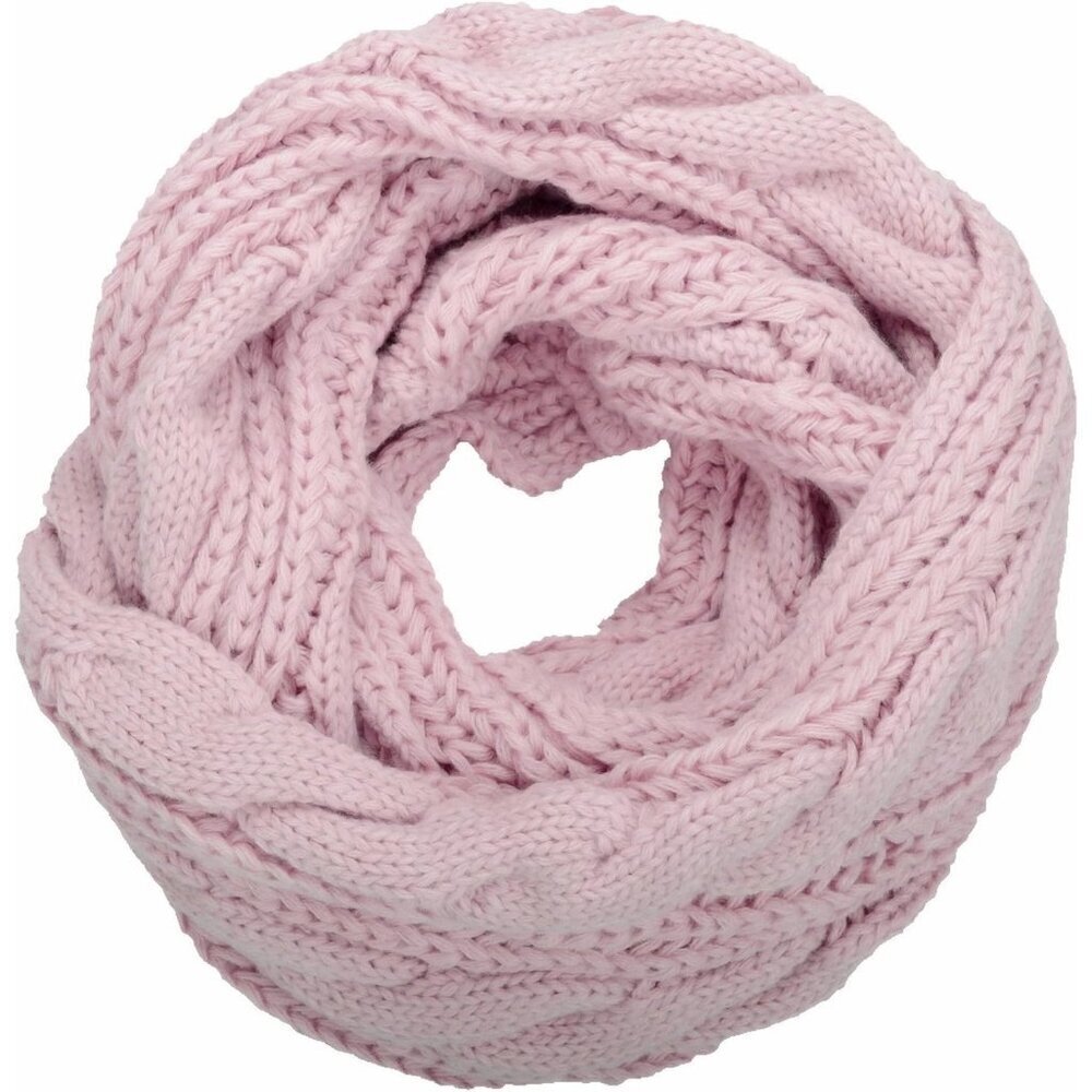 Women's Twist Light Pink Thick Ribbed Knit Winter Infinity Circle Loop Scarf